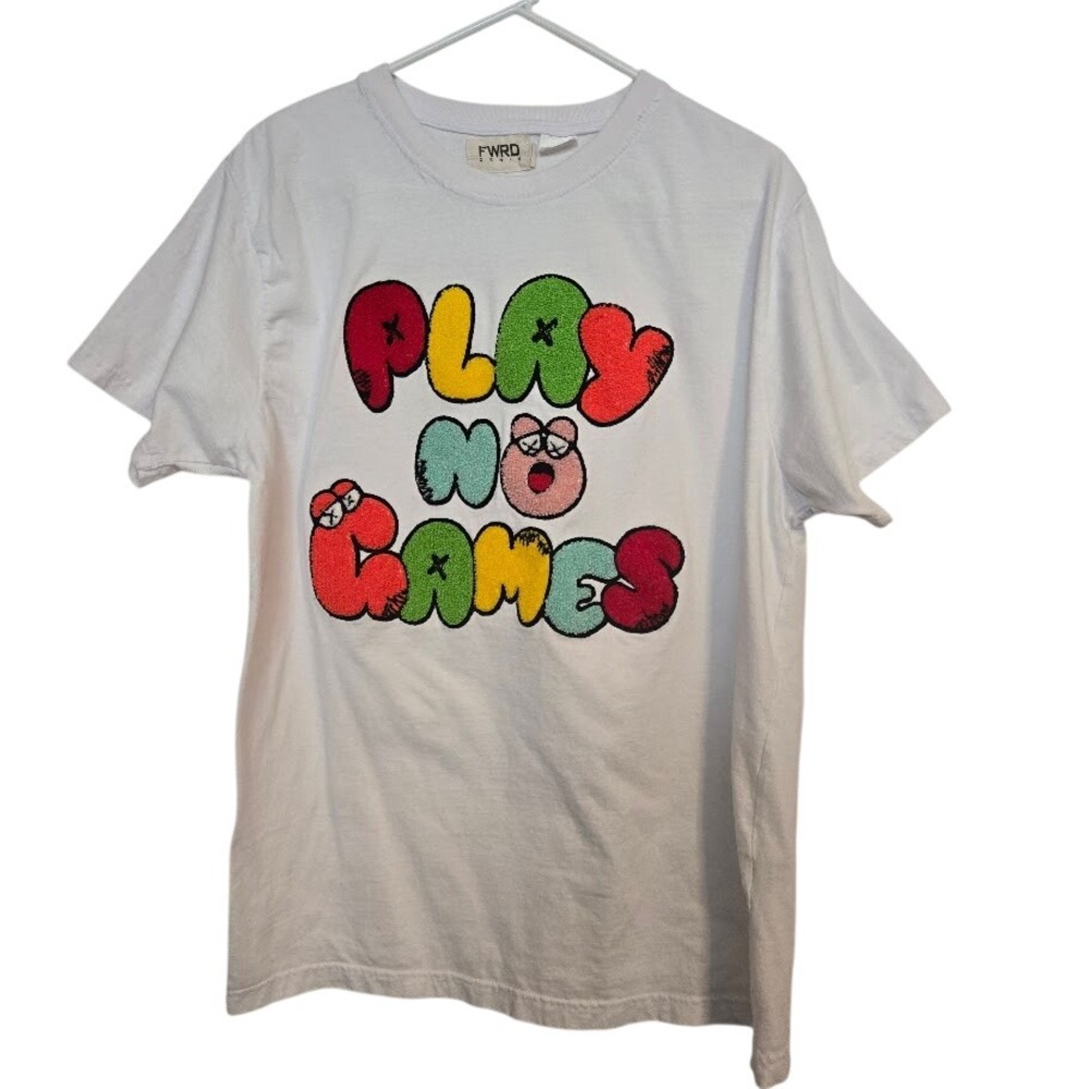 Rare FWRD Denim Play No‎ Games Graphic Print T-Shirt Sz Adult XL